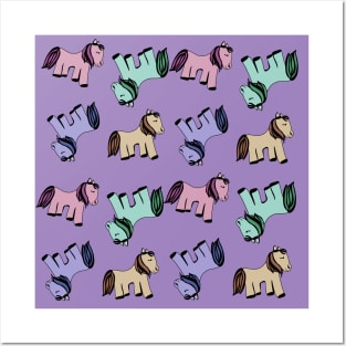 Ponies pattern Posters and Art